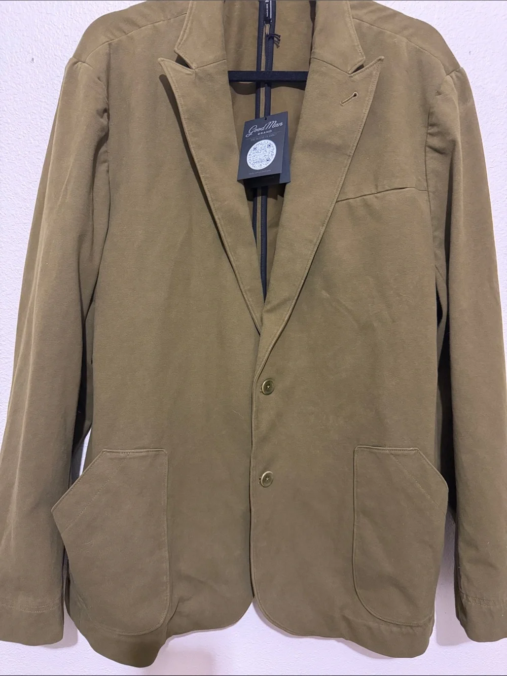 Good Man Brand Hollis Olive Green Single-Button Tailored Blazer Stretch Knit